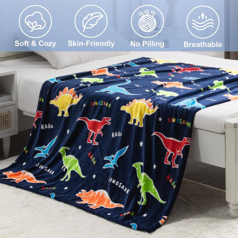 NICHOLAS KLEIN Dinosaur Gifts Toys For Glow In The Dark Dino Blanket ...