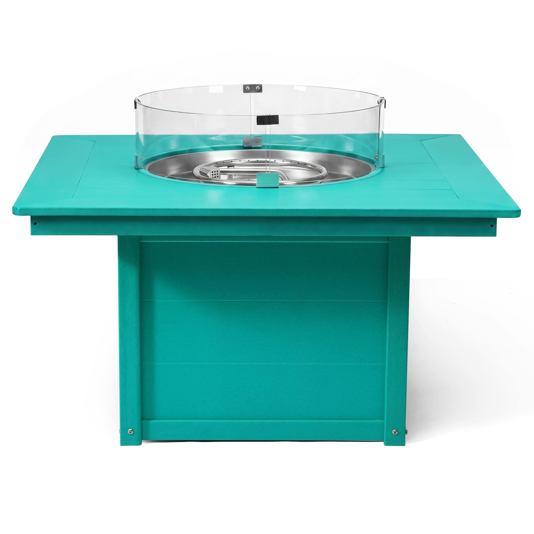 Back. WestinTrends - WestinTrends Helios 42" Modern Outdoor Patio Propane Square Fire Pit Table - Turquoise.