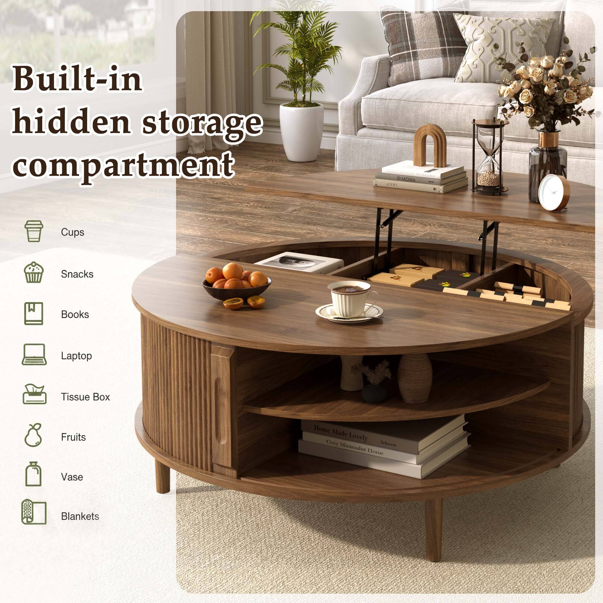 Built-in hidden storage compartment

- Cups
- Snacks
- Books
- Laptop
- Tissue Box
- Fruits
- Vase
- Blankets