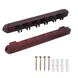 GSE Games & Sports Expert - 2-Piece Wood 6 Billiard Pool Cue Rack Wall Mounted Holders, Pool Cue Sticks Wall Rack Set - Mahogany