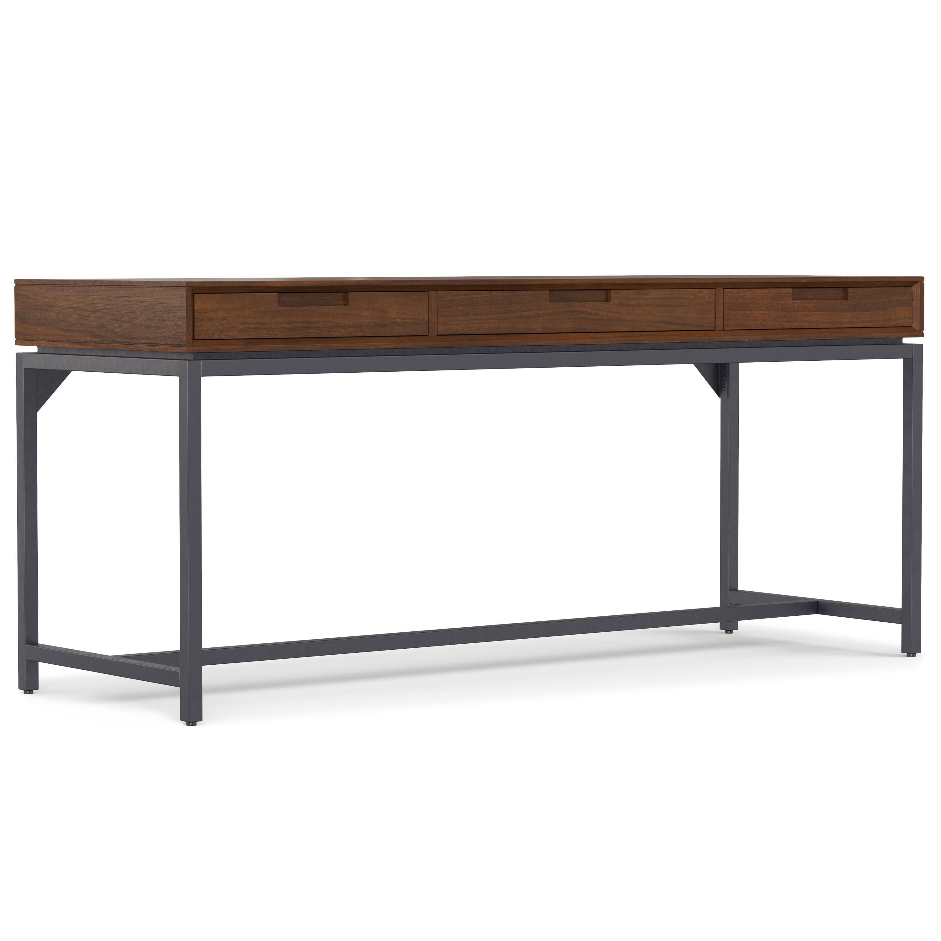 Simpli Home - Banting SOLID WOOD Industrial 72 inch Wide Desk in Walnut - Walnut Veneer