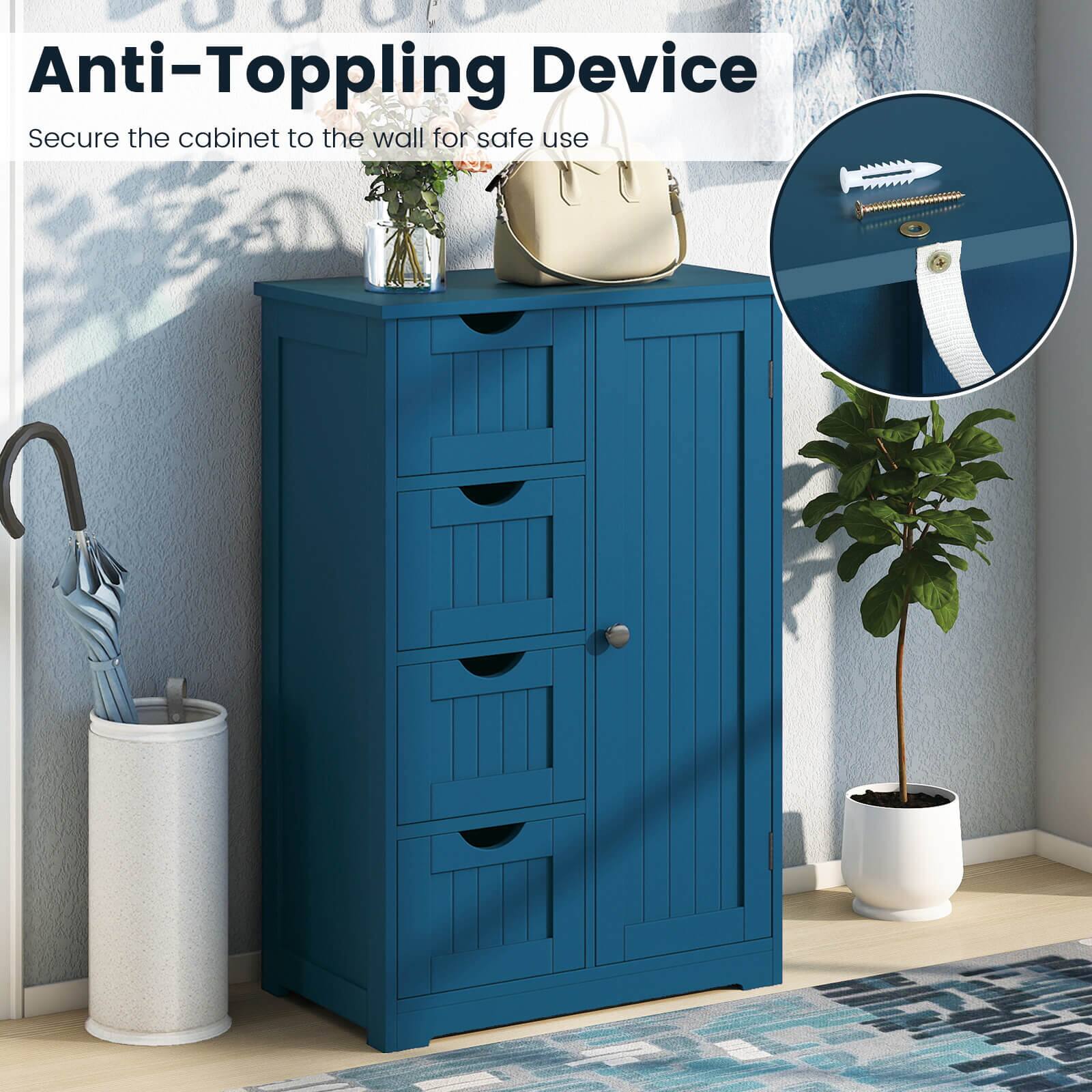 Anti-Topping Device  
Secure the cabinet to the wall for safe use