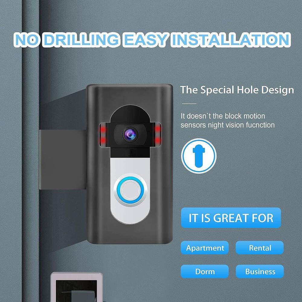 NO DRILLING EASY INSTALLATION

The Special Hole Design  
It doesn't block motion sensors or night vision function

IT IS GREAT FOR  
Apartment  
Rental  
Dorm  
Business