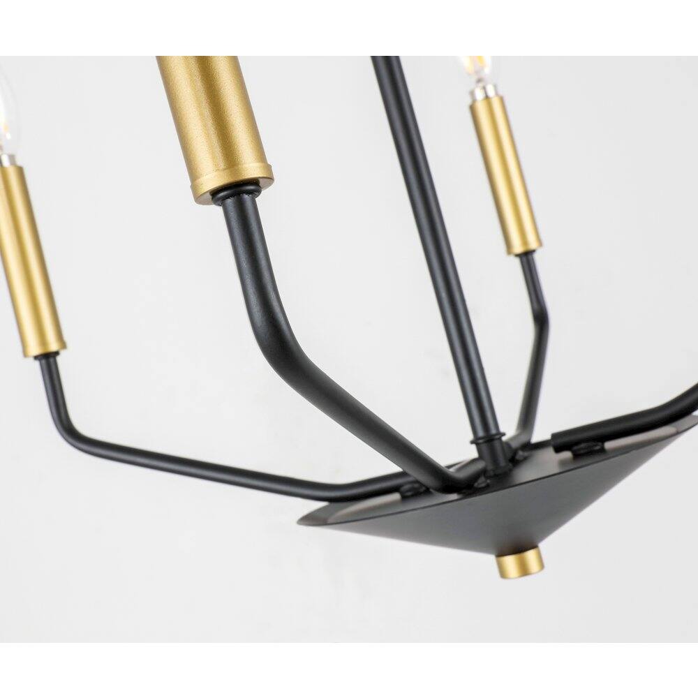 Angle. Living District - Enzo 4 Light Black And Brass Pendant - Black And Brass.