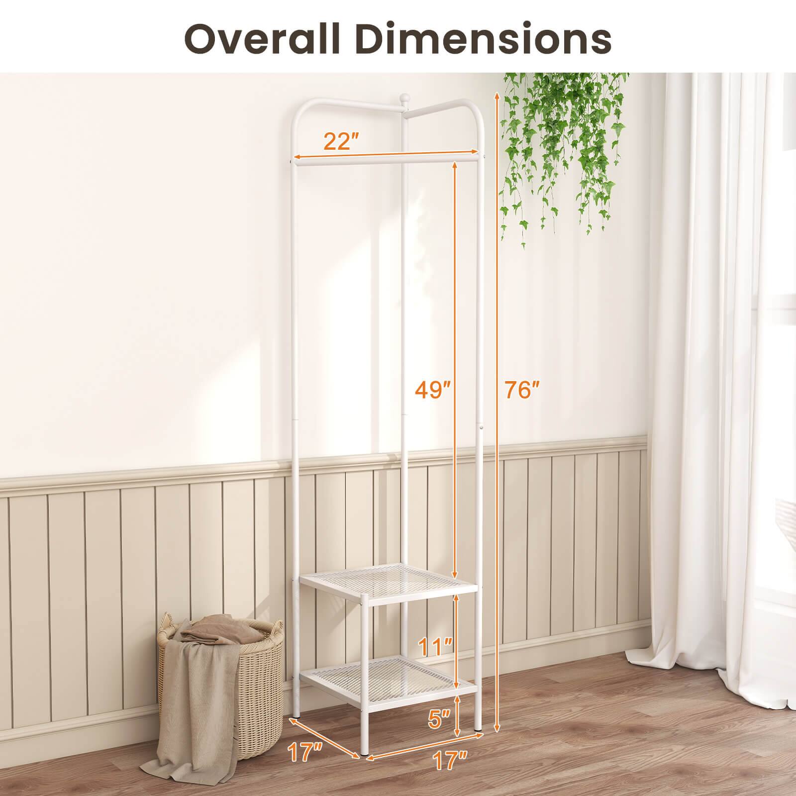Overall Dimensions: 22" (height), 76" (width), 49" (depth), 17" (base), 11" (shelf), 5" (legs), 17" (legs)