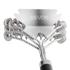 Front. VEVOR - Grill Brush and Scraper, BBQ Brush for Outdoor Grills, Stainless Steel Woven Wire, Bristle Free Barbecue Brushes - black.