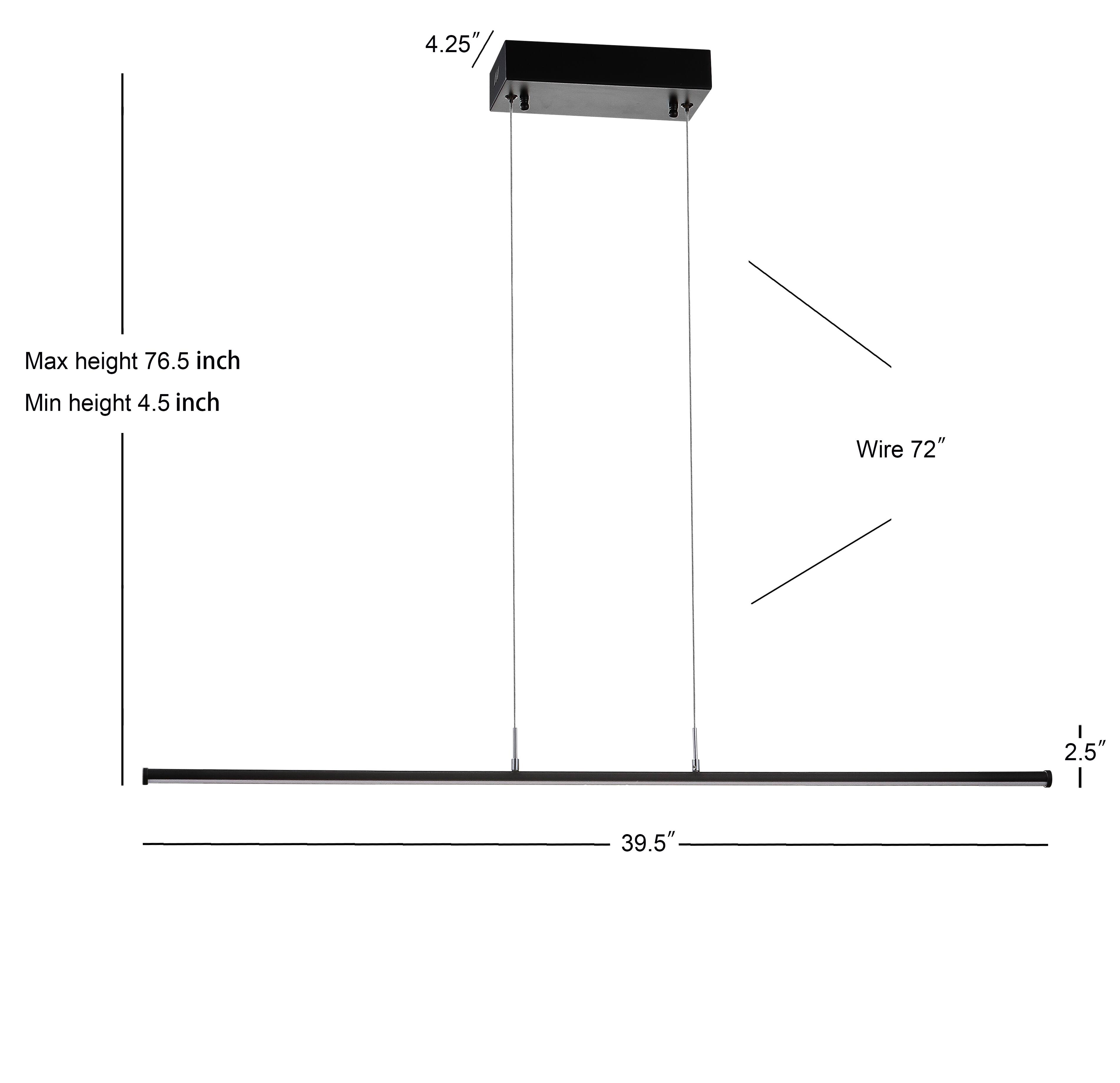 4.25"  
Max height 76.5 inch  
Min height 4.5 inch  
Wire 72"  
2.5"  
39.5"