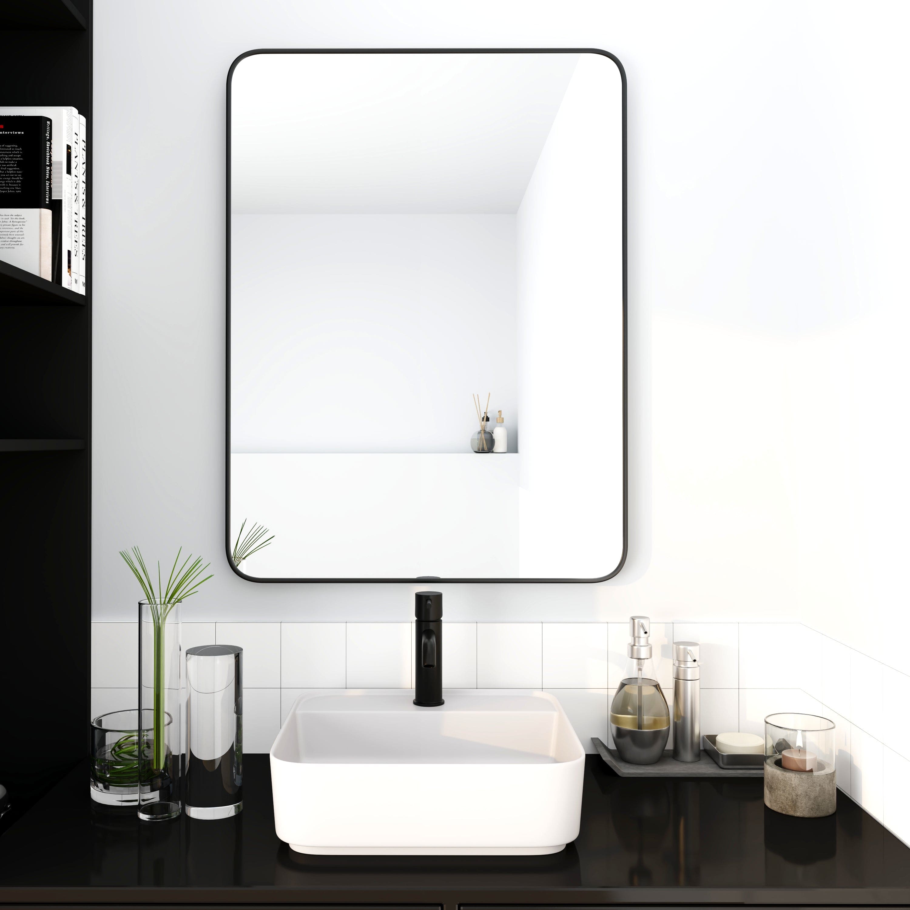 BreeBe - 24 x 32 Inch Bathroom Mirror Aluminum Frame - Black