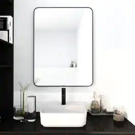 BreeBe - 24 x 32 Inch Bathroom Mirror Aluminum Frame - Black