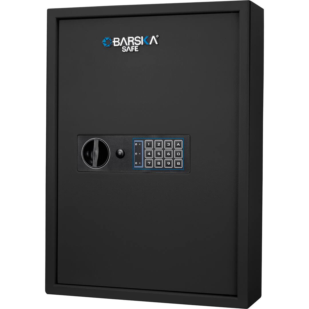 Angle. Barska - 100 Key Cabinet Digital Wall Safe - Black.