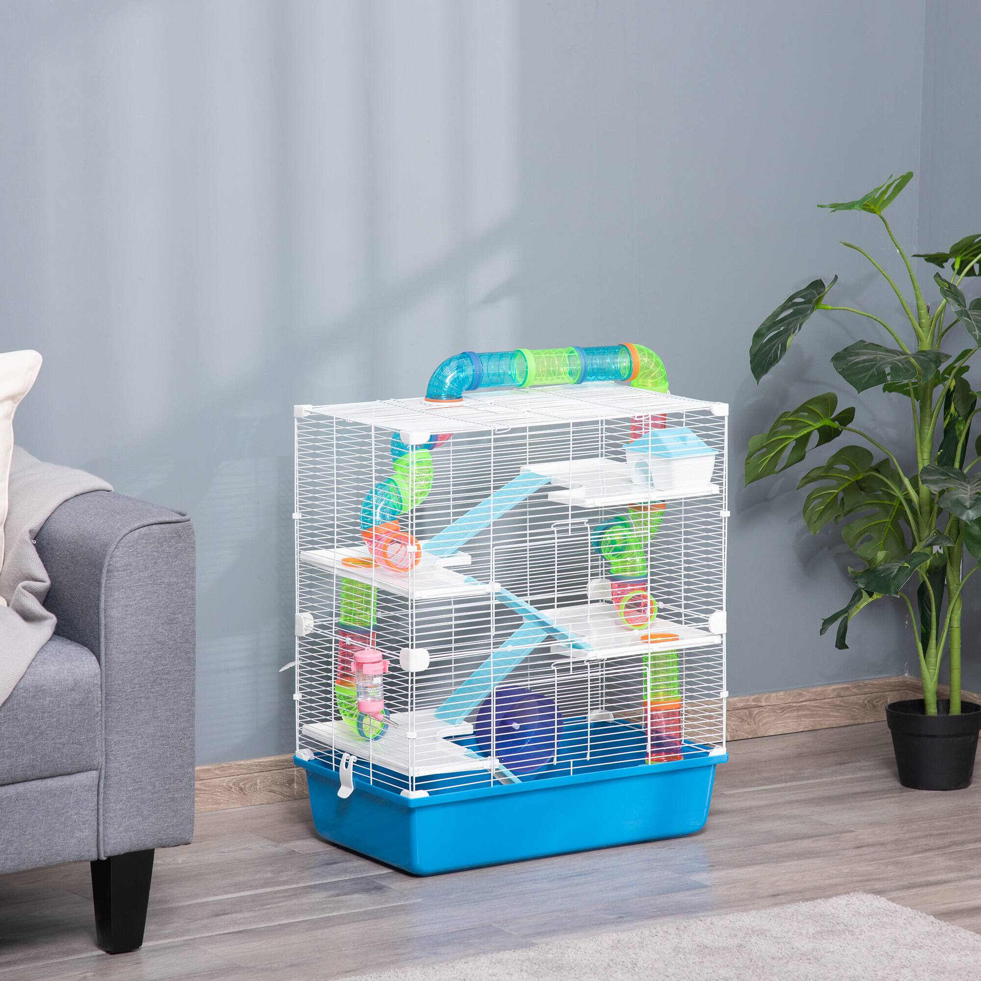 Alt View 1. Pawhut - 23" 5-Tier Hamster Cage with Wheel and Water Bottle.