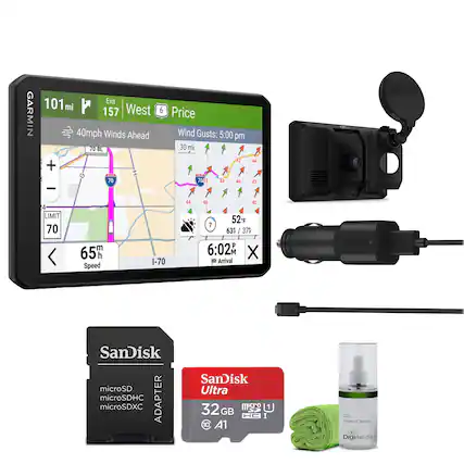 GARMIN 101
Exit 157 West 6 Price
40mph Winds Ahead
Wind Gusts: 5:00 pm
70-BL
30 mi
52°F 37%
6:02 PM
65 mph Speed
I-70
LIMIT 70
7043
44 45
4 44 45
40
631
631/371
I 37%
P
Arrival
GARMIN
SARMIN
SanDisk microSD microSDHC ADAPTER microSDXC
SanDisk Ultra 32GB
LCD Screen Cleaner
Dignernds