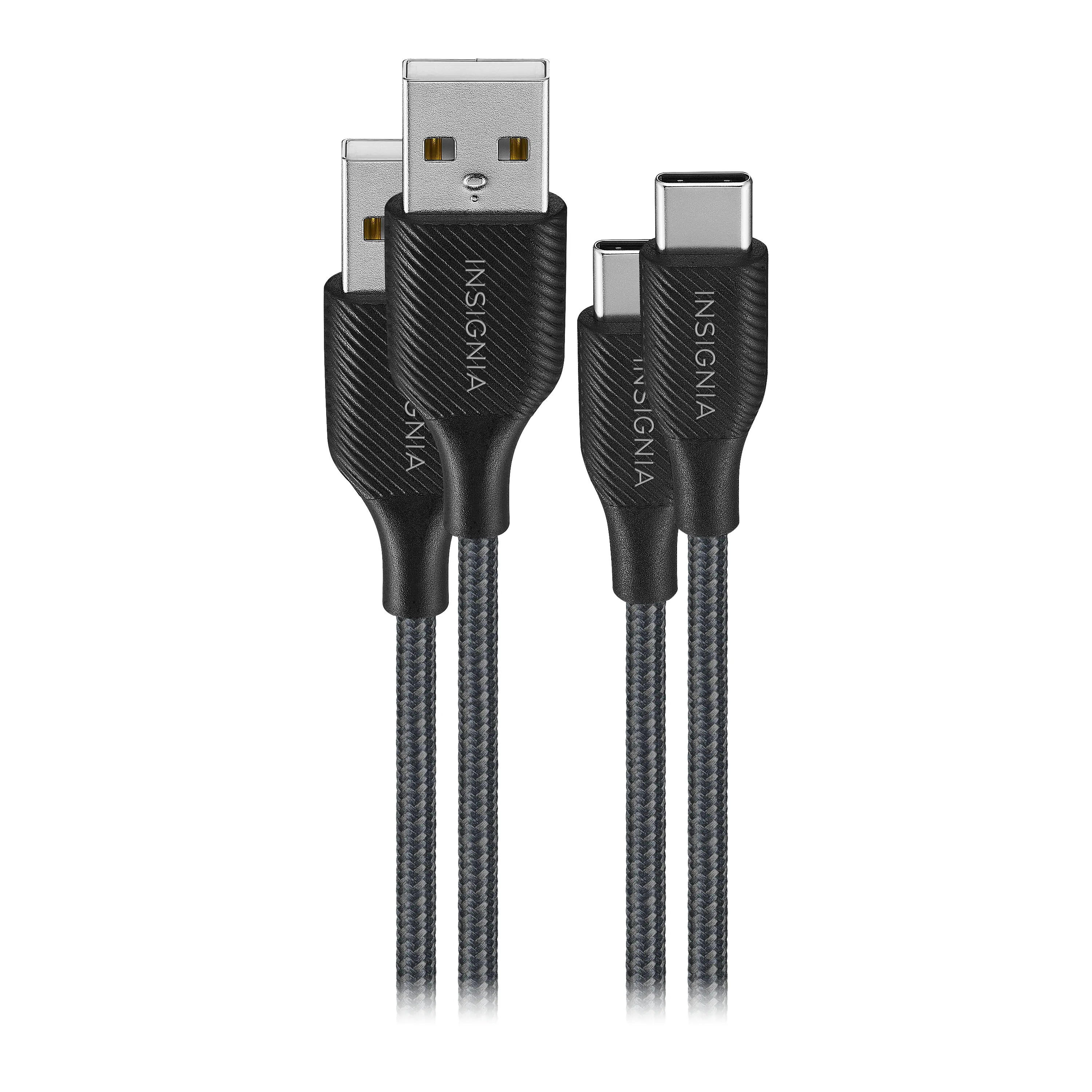 Insignia™ - 4' USB-A to USB-C Charge-and-Sync Cable (2 Pack) - Charcoal