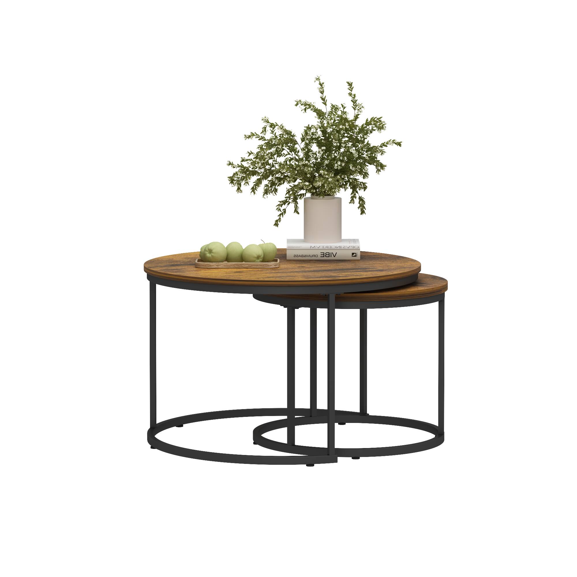 Z Edge Modern Coffee Table, Nesting Round Table Set of 2, Side Table ...