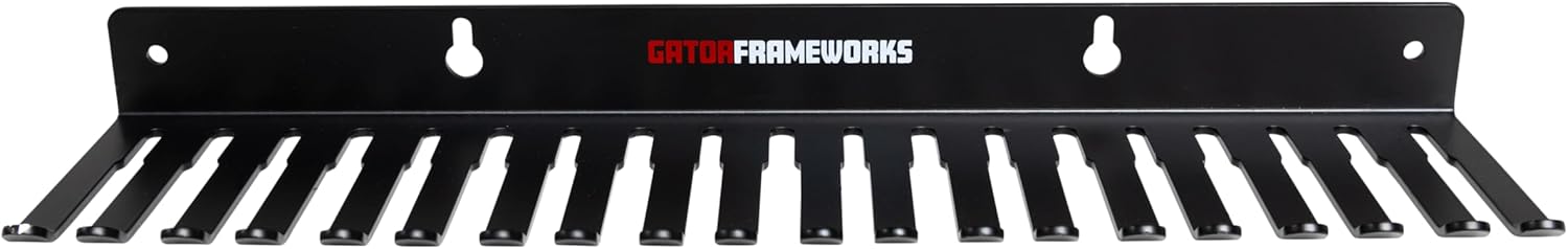 Angle. Gator Frameworks - Wall Mountable Steel Cable Hanger and Organizer with 19 Alternating Slots.