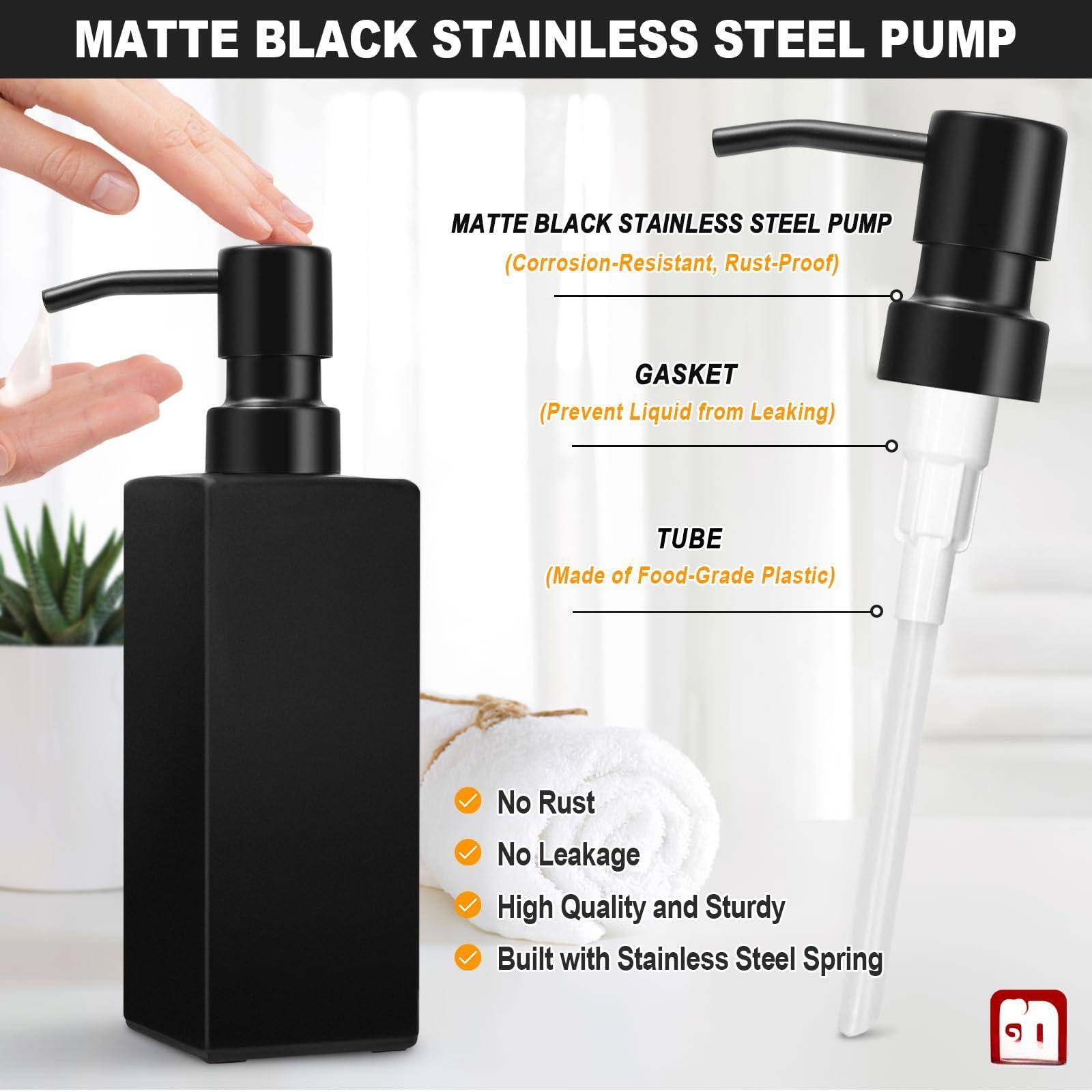 MATTE BLACK STAINLESS STEEL PUMP

- MATTE BLACK STAINLESS STEEL PUMP (Corrosion-Resistant, Rust-Proof)
- GASKET (Prevent Liquid from Leaking)
- TUBE (Made of Food-Grade Plastic)

- No Rust
- No Leakage
- High Quality and Sturdy
- Built with Stainless Steel Spring