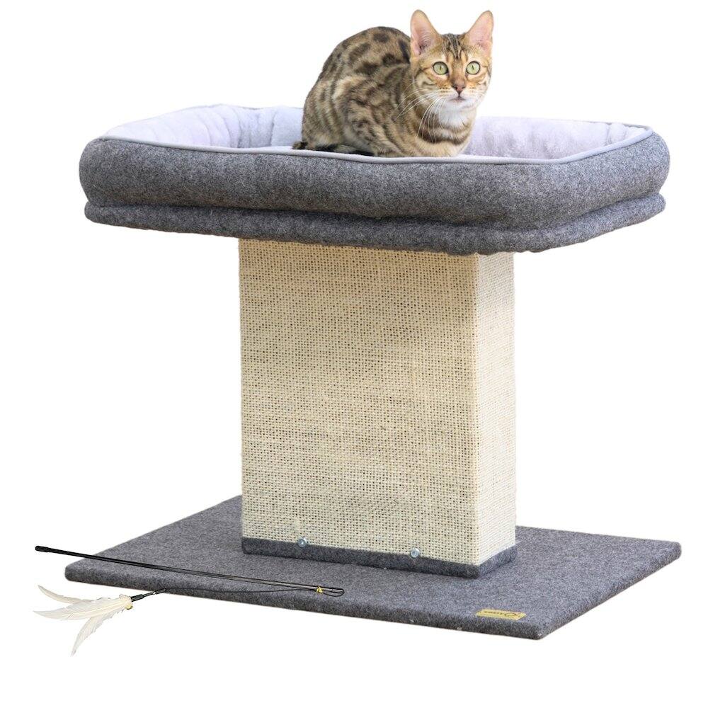 Catry - Mellow 2-Level 19" Cat Perch with Replaceable Parts, Washable Bed - Gray