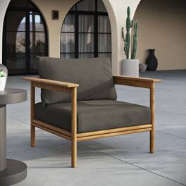 Wren Outdoor Patio Teak Wood Armchair by Modway - Natural Flint Gray