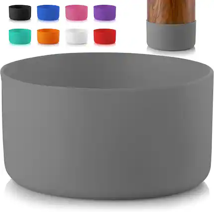 Front. Zulay Kitchen - Zulay Kitchen Protective Silicone Boot 3.5Inches Diameter Water Bottles - Gray.