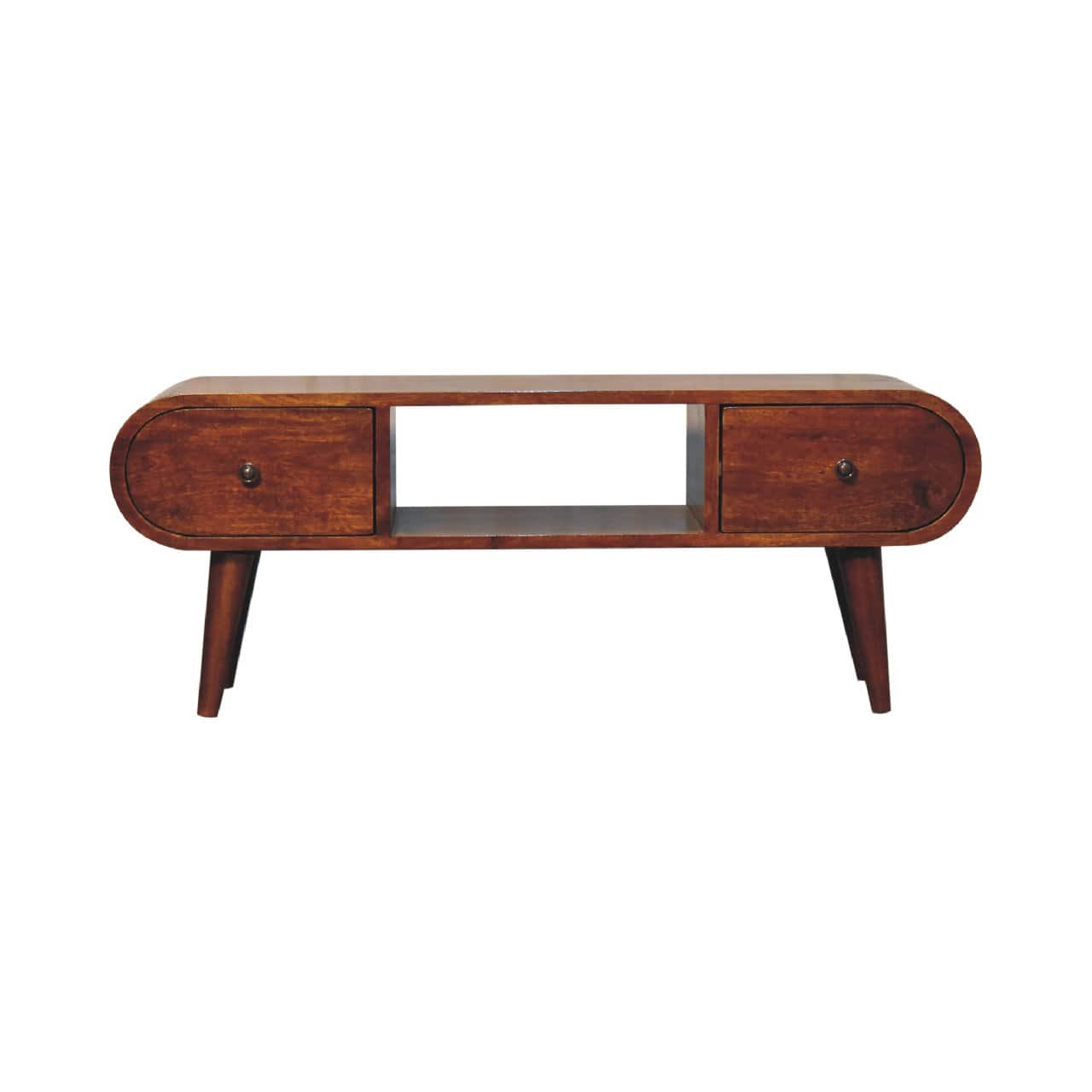 Artisan Furniture - Solid Wood Chestnut Circular TV Unit - Dark Brown