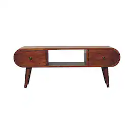 Artisan Furniture - Solid Wood Chestnut Circular TV Unit - Dark Brown