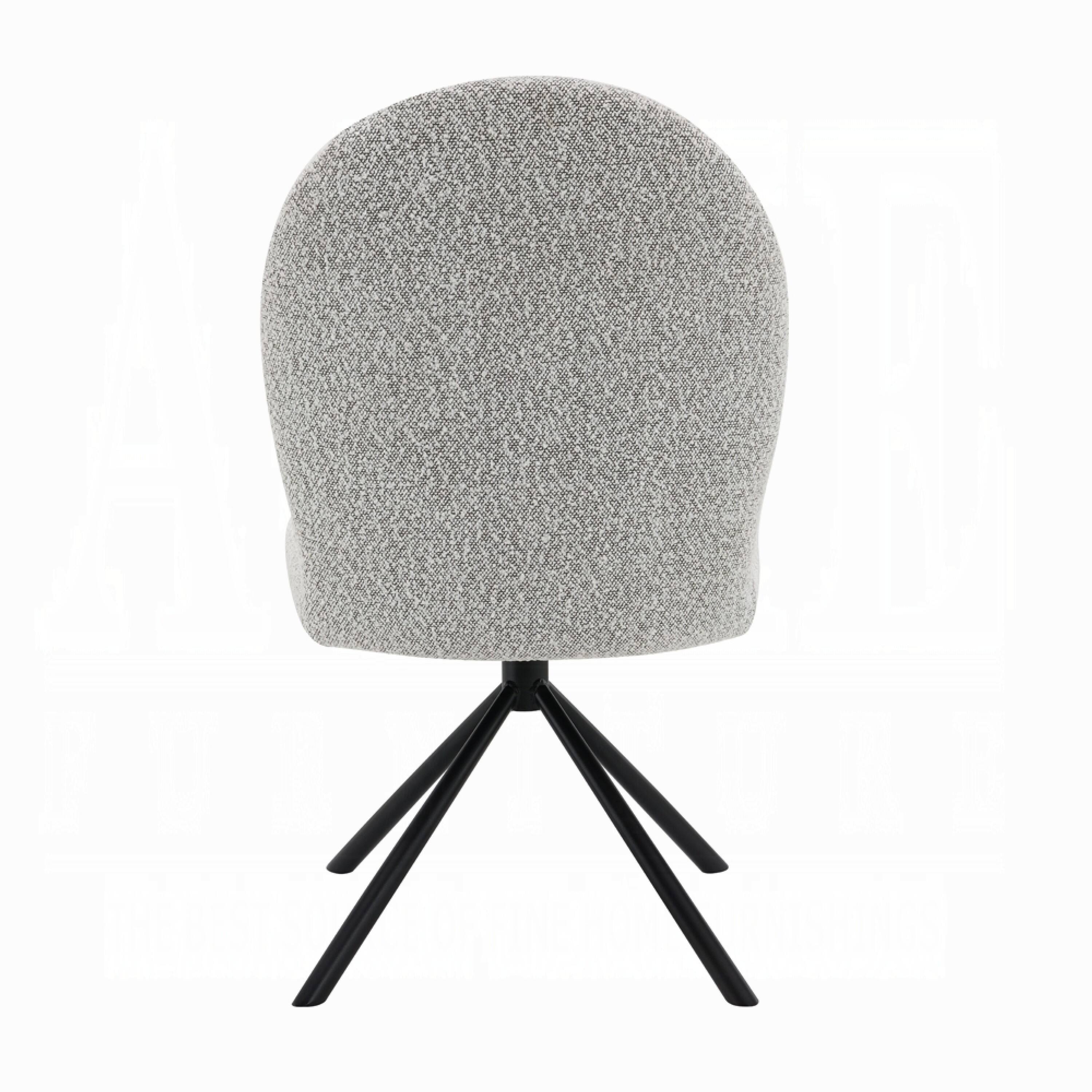 Alt View 3. Manhattan Lane - Veton Swivel Side Dining Chair Set of 2, Gray Boucle,Metal Base - Gray, Black.