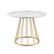 Front. Walker Edison - Modern Round Cage-Leg Dining Table - Faux White Marble.