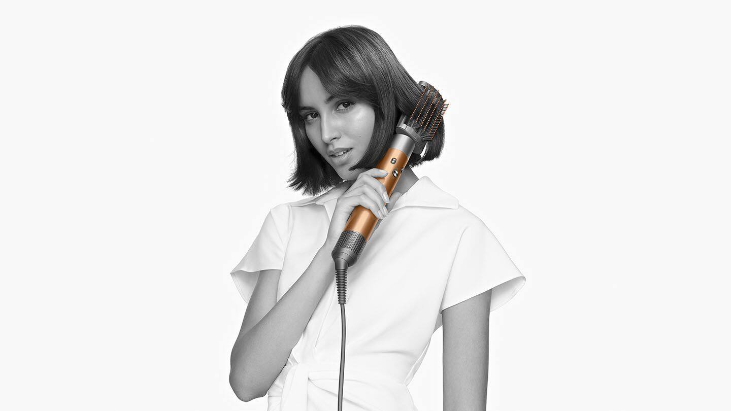 Left. Dyson - Airwrap Multi-Styler Complete Long - Strawberry Bronze/Blush Pink.