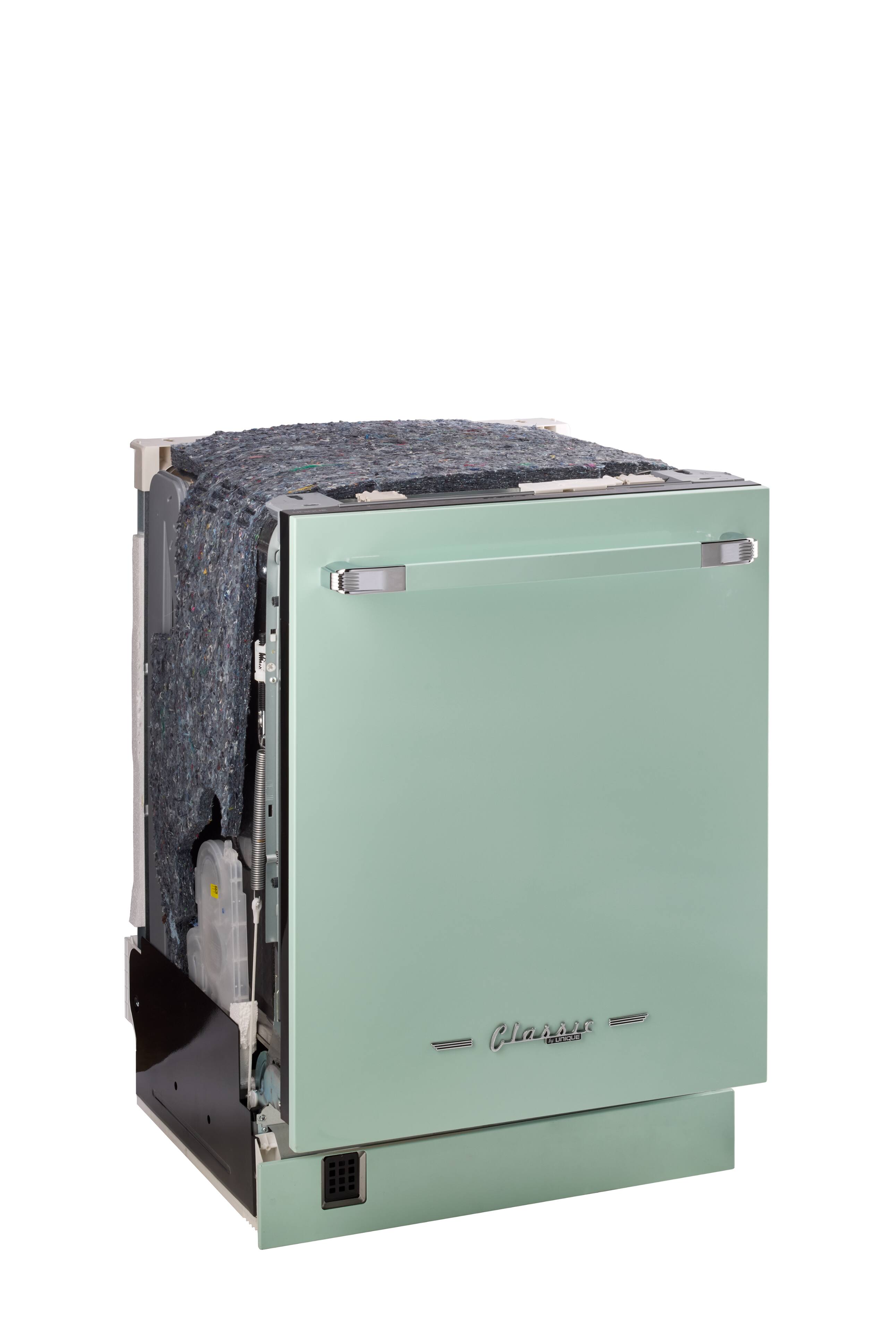 Angle. Unique Appliances - 24" Classic Retro Panel Ready Top Control Dishwasher, 42 dBa - Summer Mint Green.