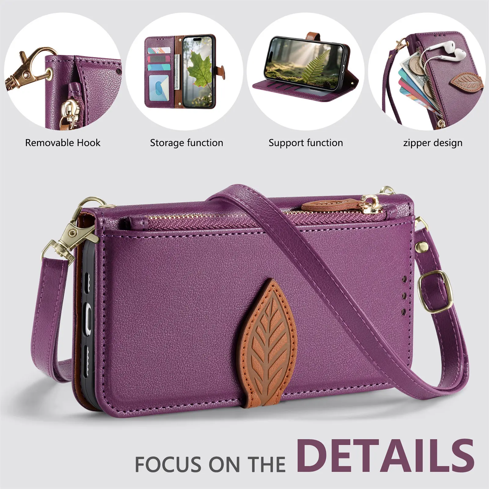 Removable Hook  
Storage function  
Support function  
Zipper design  

FOCUS ON THE DETAILS