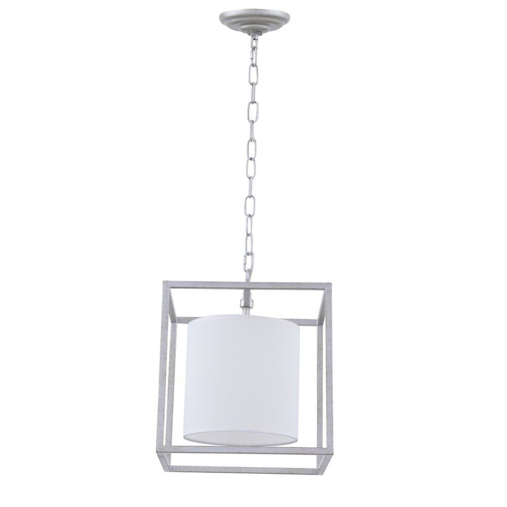 Alt View 4. Living District - Mirin 1 Light Vintage Silver And White Shade Pendant - Vintage Silver And White Shade.