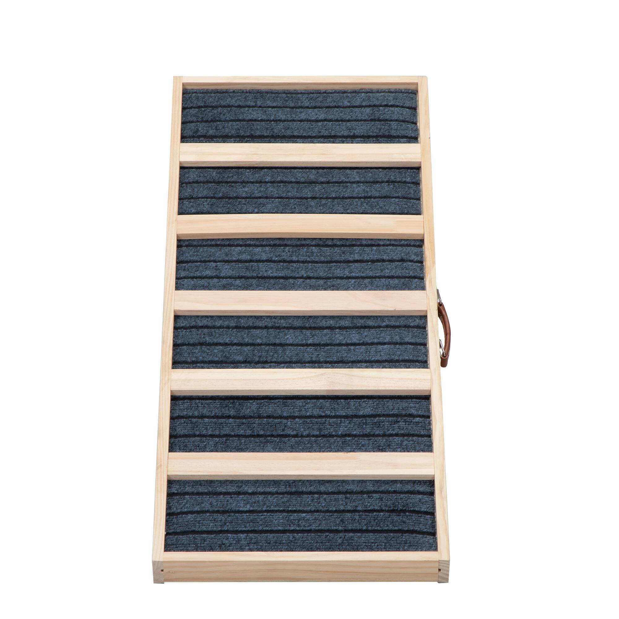 Alt View 2. APRILSOUL - 39in Long Wooden Pet Ramp Folding Dog Cat Ramp with Height Adjustment From 16.3in to 24in and Non-Slip Mat for Bed Couch.