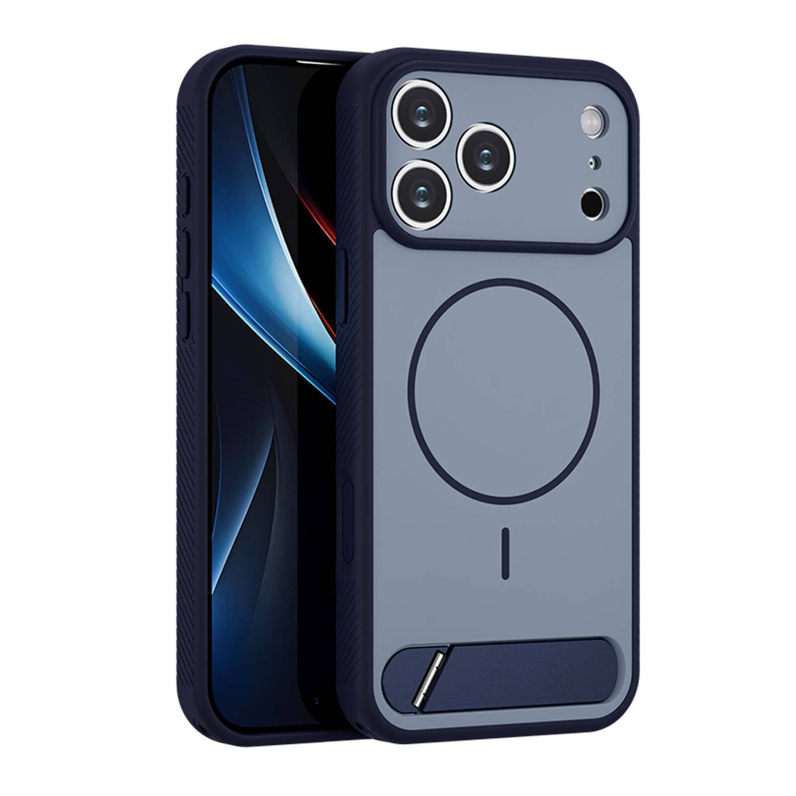 Front. Dteck - Magnetic Case for Apple iPhone 18 Pro Max, Shockproof Protective Cover with Hidden Kickstand, Precise Camera Cutouts - Darkblue.
