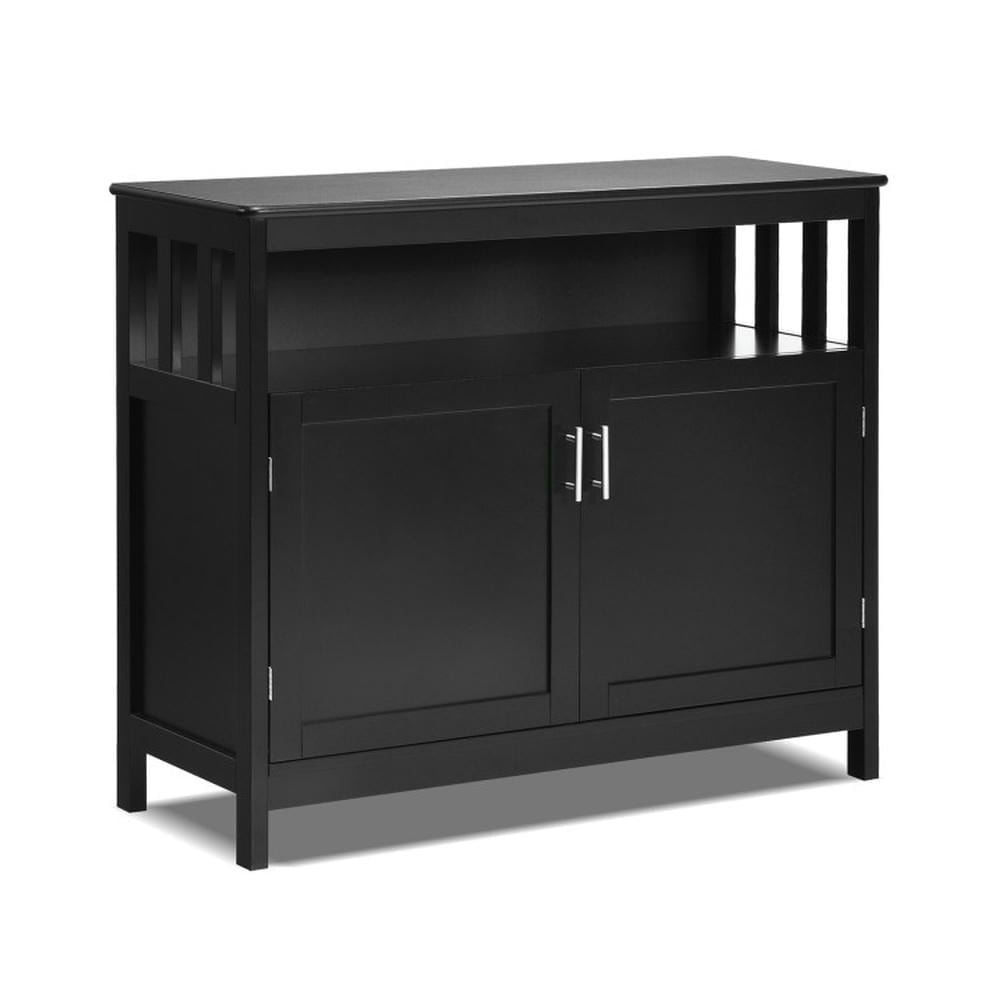 Alt View 6. Pefilos - Kitchen Buffet Server Sideboard, Storage Cabinet with 2 Doors and Shelf, Cabinet for Indoor, Black - Black.
