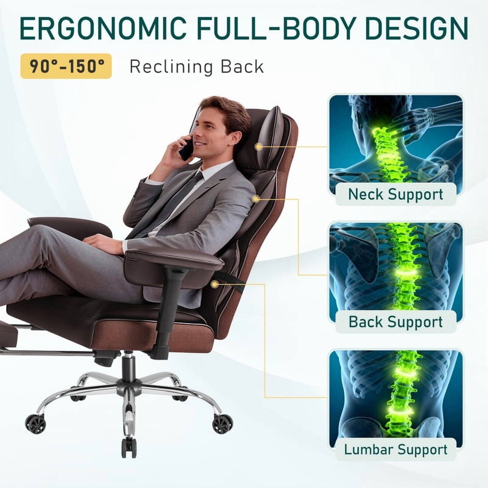 ERGONOMIC FULL-BODY DESIGN  
90°-150° Reclining Back  
Neck Support  
Back Support  
Lumbar Support