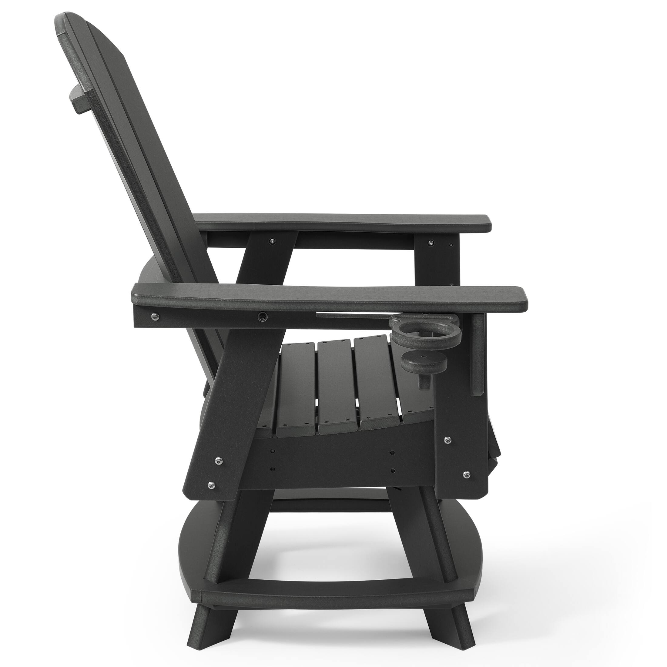 Left. WestinTrends - WestinTrends Malibu Outdoor HDPE Swivel Adirondack Patio Dining Chair With Cup Holder - Gray.