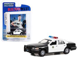 Greenlight - 1998 Ford Crown Victoria Police Interceptor Black/White Reno Sheriff's "Lt. Jim Dangle" "Reno 911!" 1/64 - Black and White