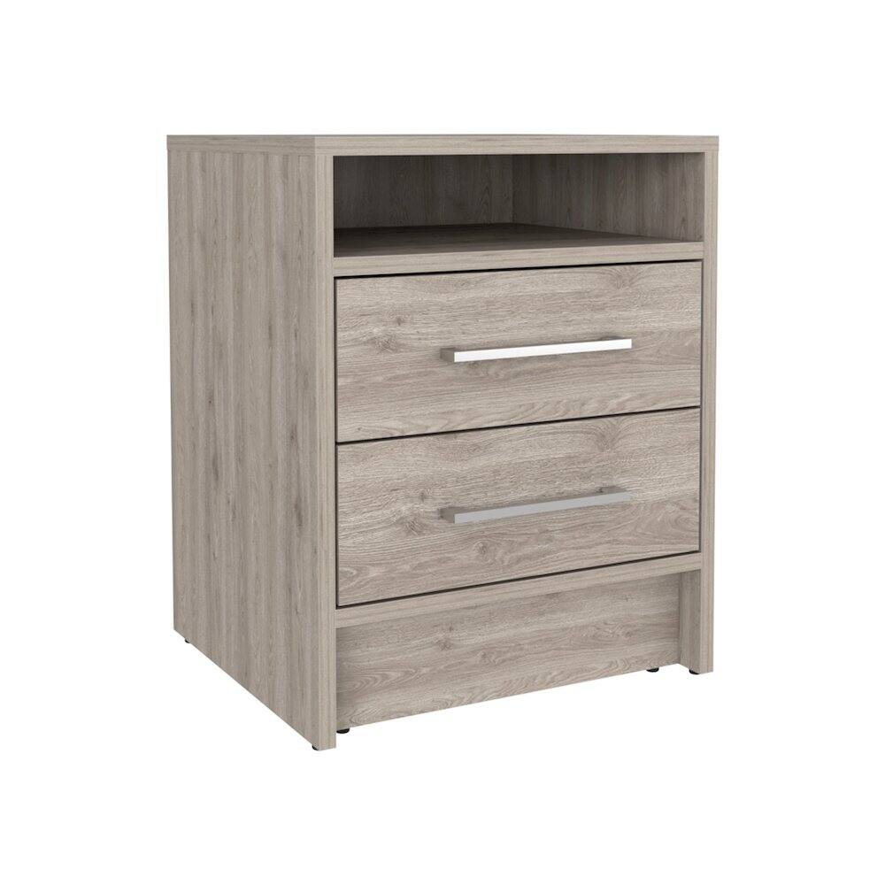 Front. TuHome - Eter Nightstand Light Gray MDF - Brown.