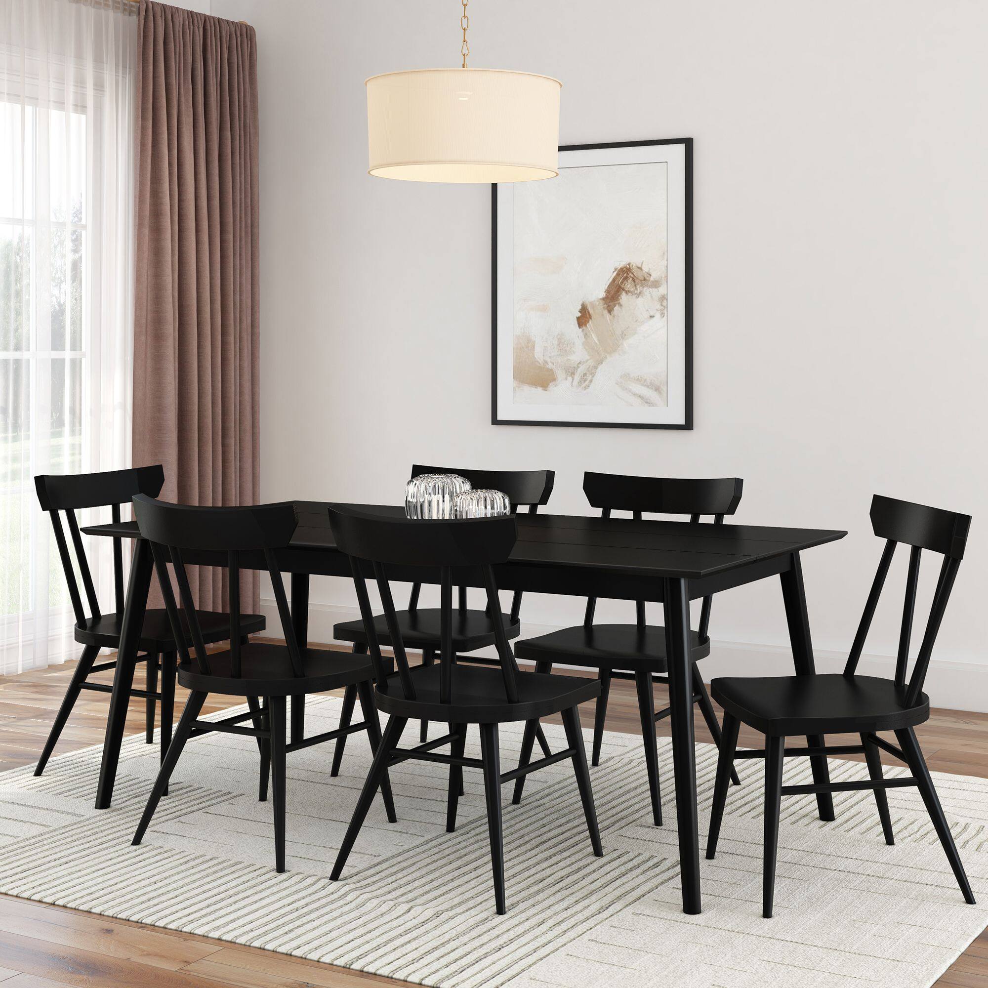 Alt View 4. Plank+Beam - Mid-Century Modern Rectangular Dining Table - Pine (72in / 1830mm), Black - Black.