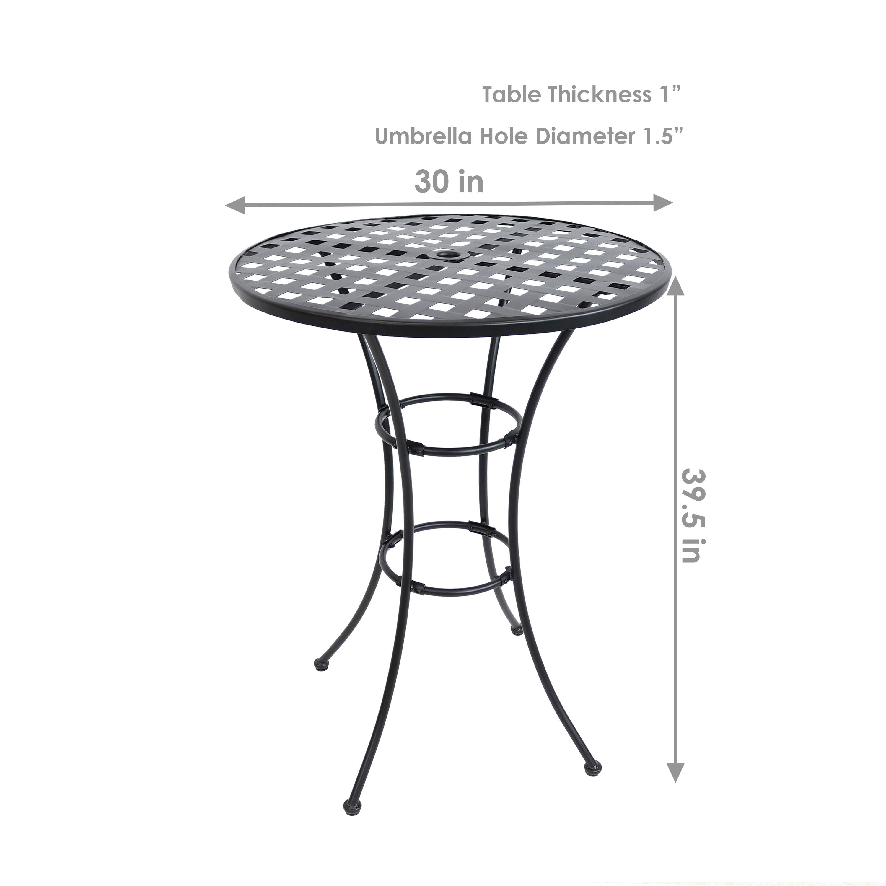 Table Thickness: 1"  
Umbrella Hole Diameter: 1.5"  
Diameter: 30 in  
Height: 39.5 in