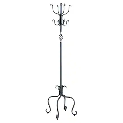 Front. Hivvago - Decorative and Functional Black Metal Coat Rack Entryway Hall Tree - Black.