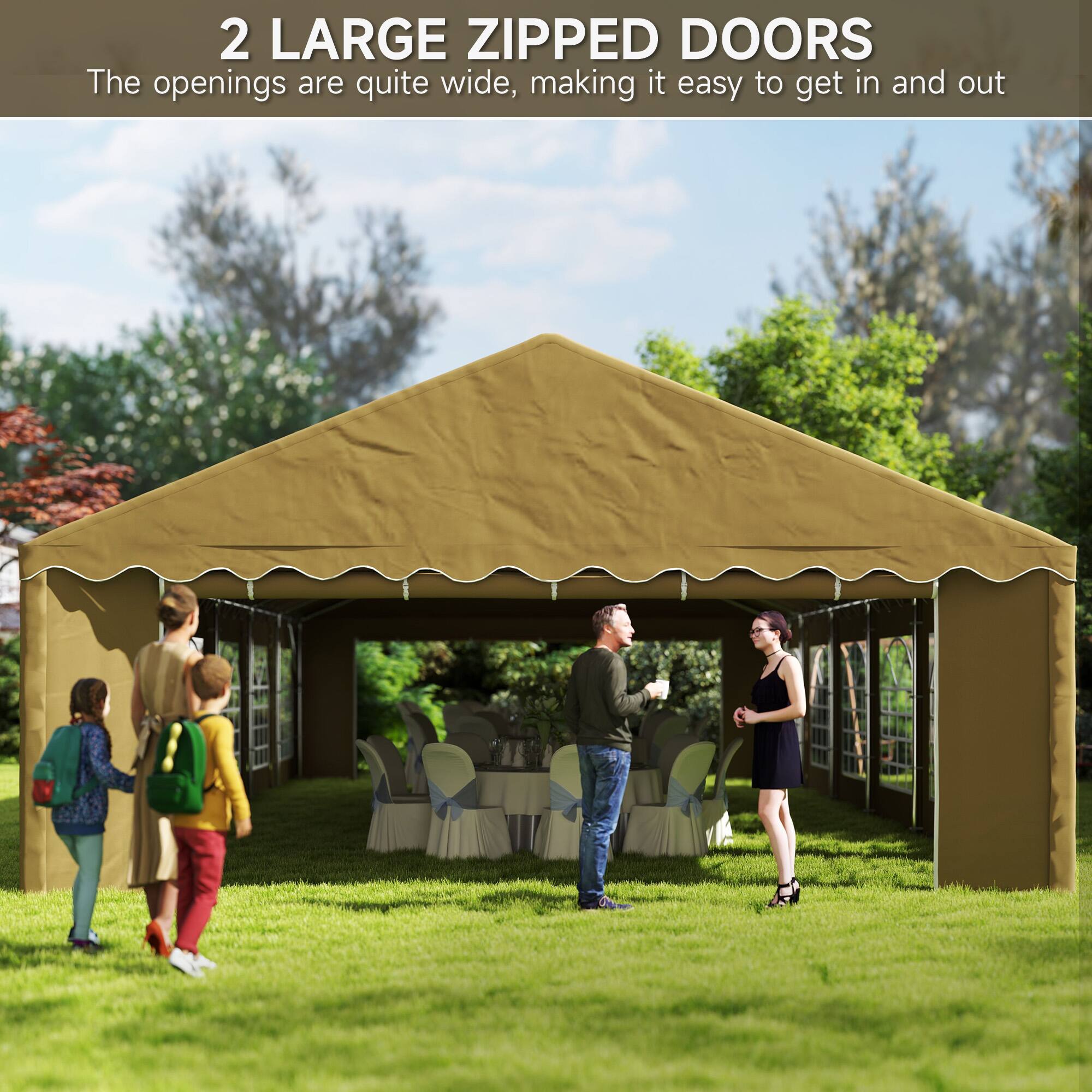 2 LARGE ZIPPED DOORS
The openings are quite wide, making it easy to get in and out