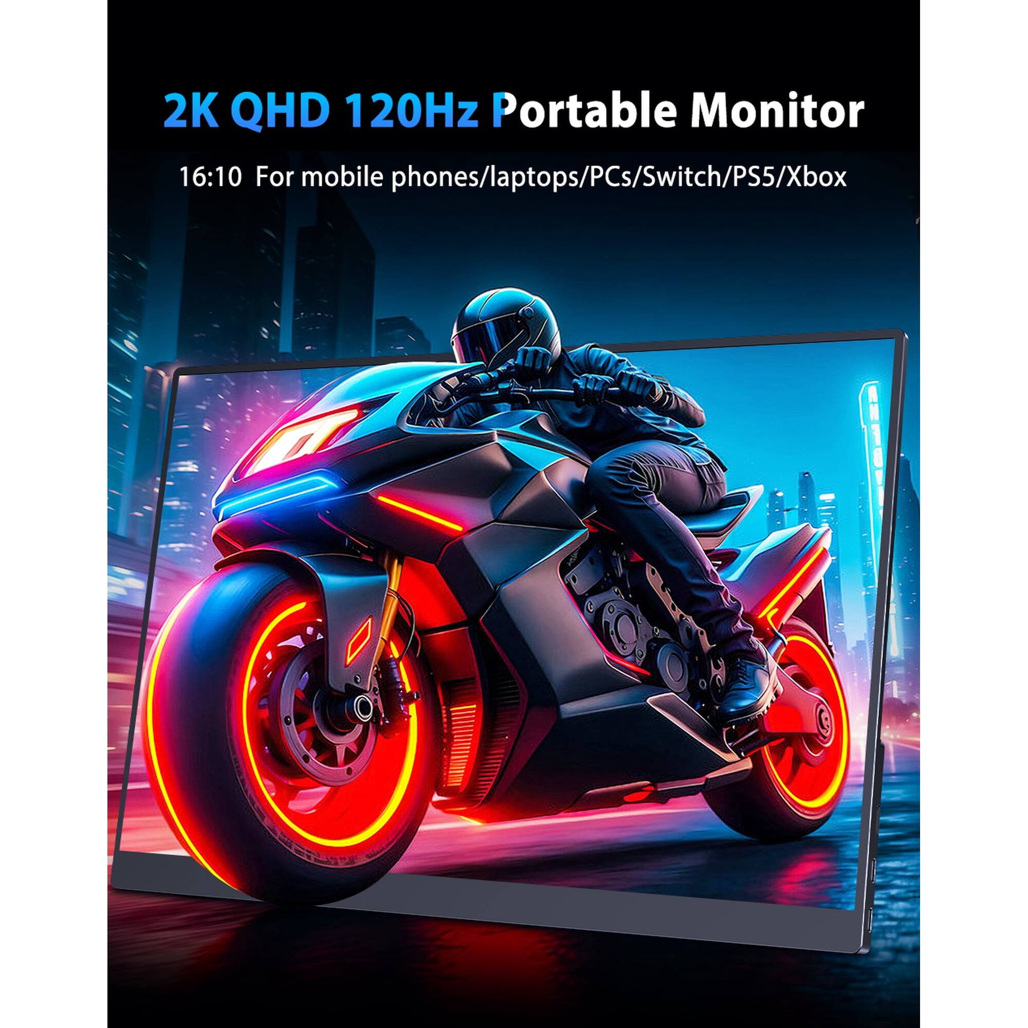 2K QHD 120Hz Portable Monitor 16:10 For mobile phones/laptops/PCs/Switch/PS5/Xbox