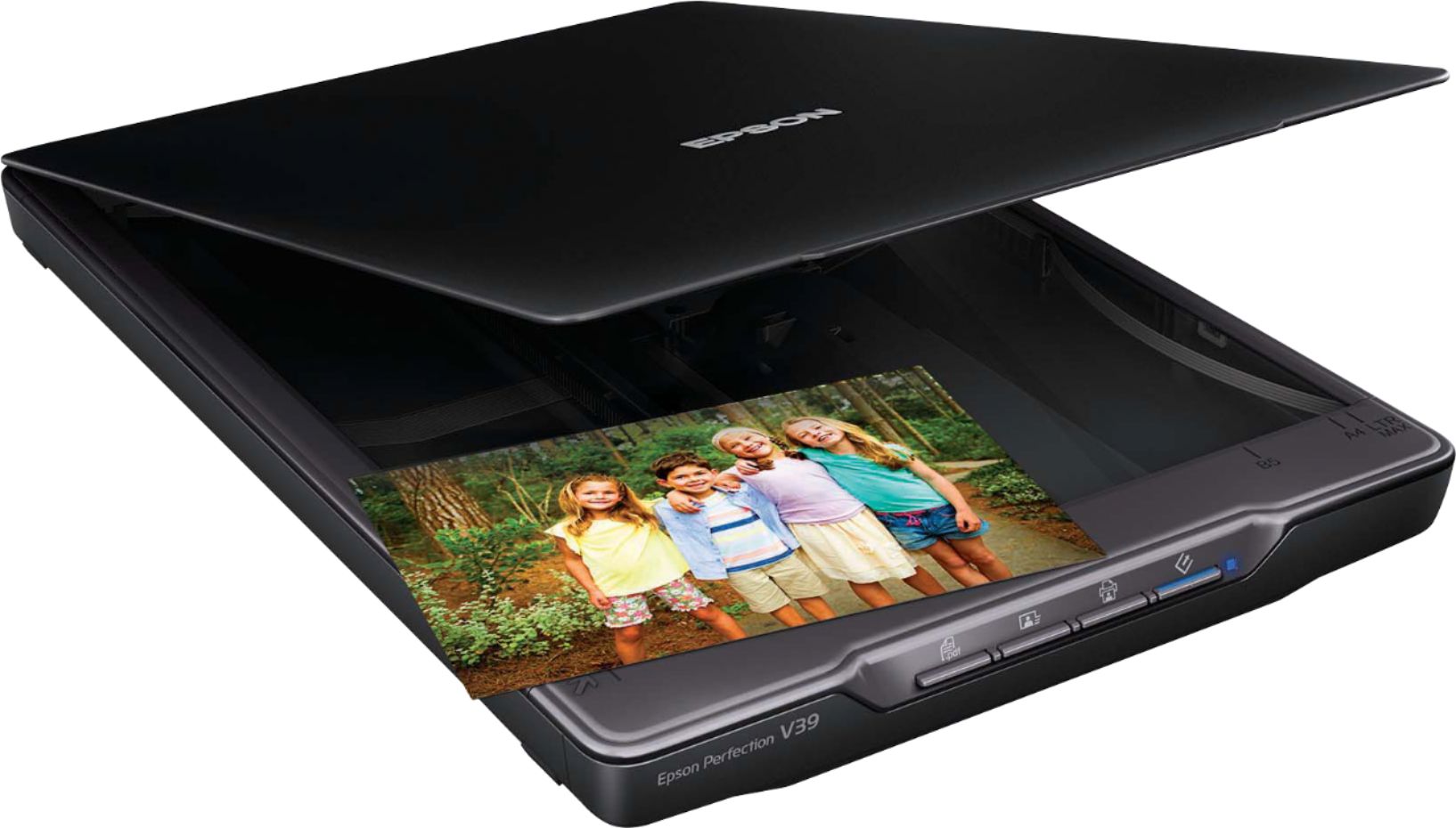 Angle View: Epson - Perfection V39 Advanced Flatbed Color Photo Scanner - Black