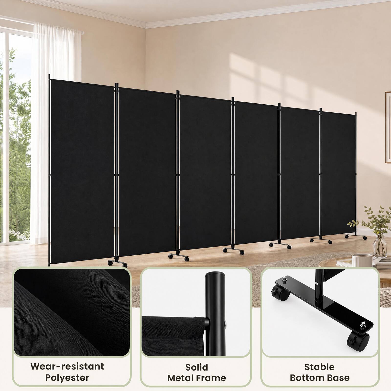 Wear-resistant Polyester  
Solid Metal Frame  
Stable Bottom Base