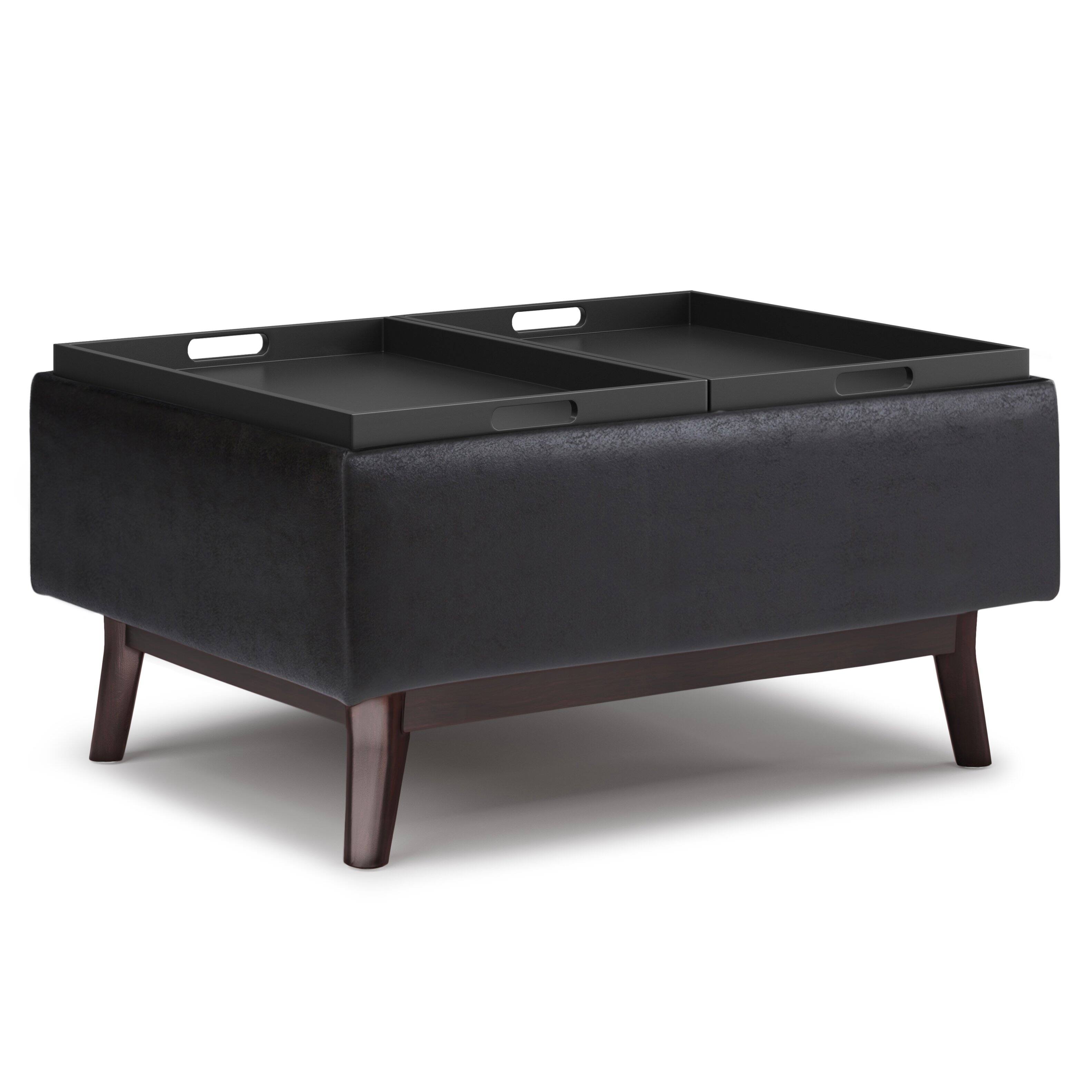 Alt View 11. Simpli Home - Owen Tray Top Small Coffee Table Storage Ottoman - Distressed Black.