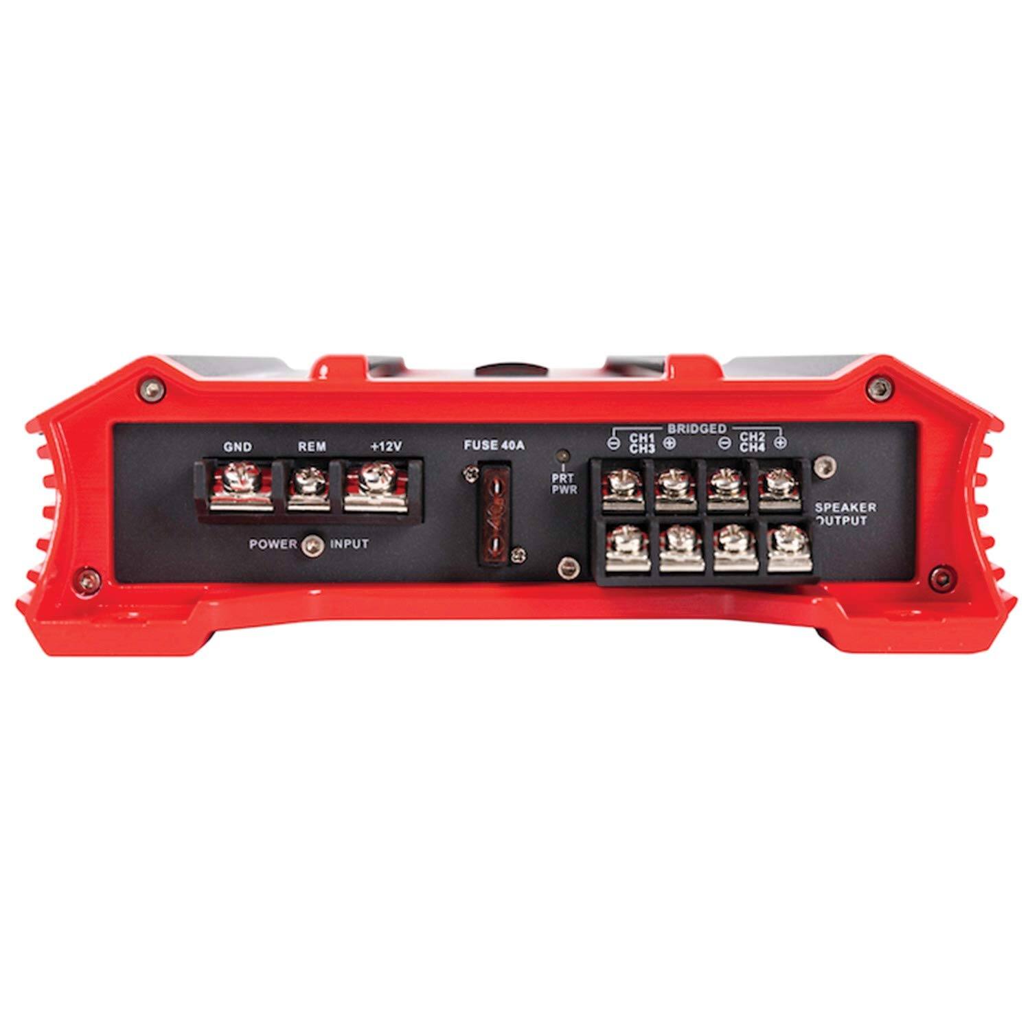 GND REM +12V FUSE 40A BRIDGED CH1 CH2 CH3 CH4 H PRT PWR SPEAKER OUTPUT POWER & INPUT