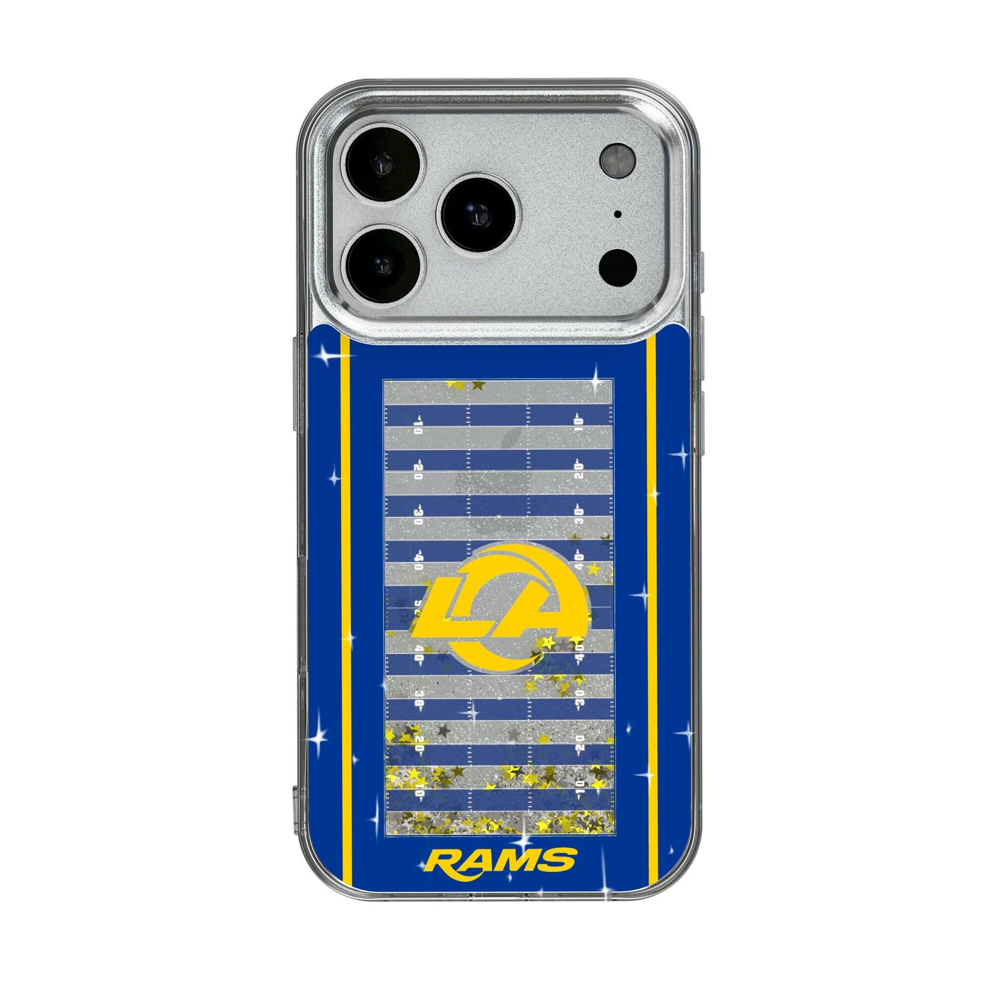 Front. Keyscaper - Los Angeles Rams iPhone Field Design Glitter Case - 16 - Multicolor.
