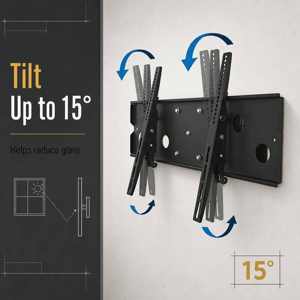 Tilt Up to 15° Helps reduce glare