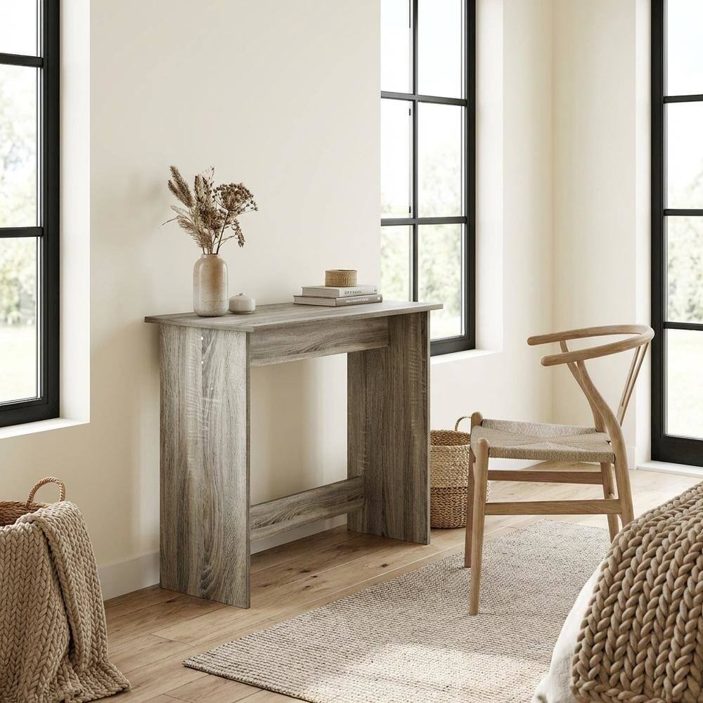 Left. BisonOffice - Sonoma Oak Study Table with Compact Design and Durable Construction - Sonoma Oak.